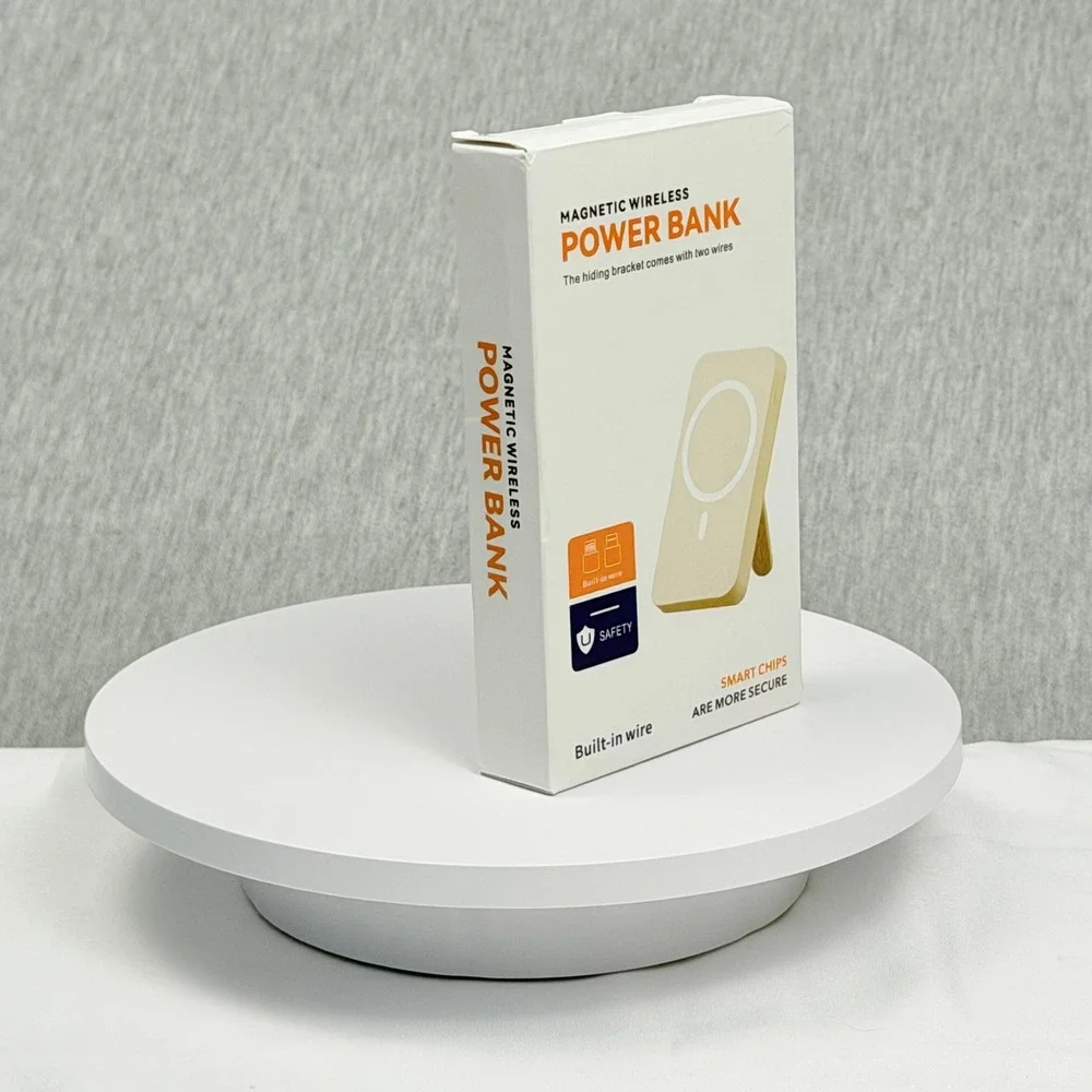 Magnetic Wireless Power Bank Portable Charger with Built-in Wires and Kickstand